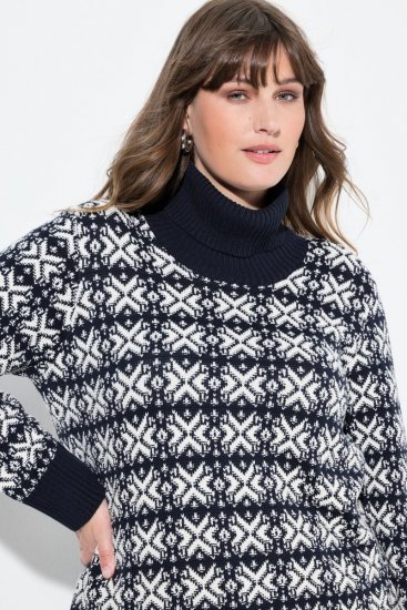 Ulla Popken Eco Cotton Geometric Snowflake Sweater Navy - Felpe & felpe con cappuccio - Felpe, Hoodie e Maglieria Calda