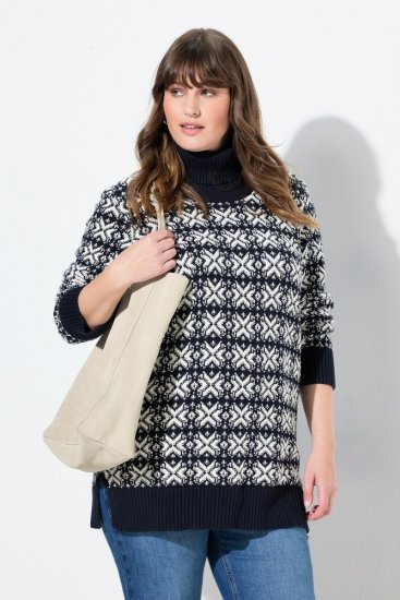 Ulla Popken Eco Cotton Geometric Snowflake Sweater Navy - Felpe & felpe con cappuccio - Felpe, Hoodie e Maglieria Calda