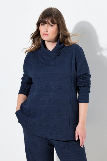 Ulla Popken Eco Cotton Stripe Textured Sweatshirt Navy - Felpe & felpe con cappuccio - Felpe, Hoodie e Maglieria Calda