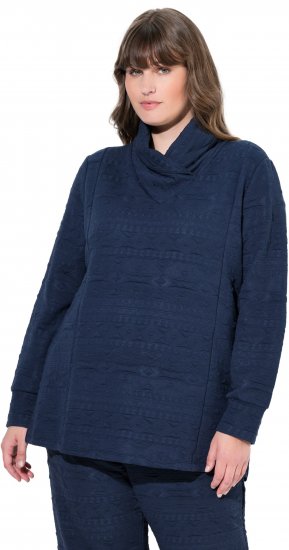 Ulla Popken Eco Cotton Stripe Textured Sweatshirt Navy - Felpe & felpe con cappuccio - 