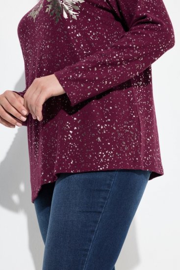 Ulla Popken Metallic Print Extra Soft Christmas Sweatshirt Dark Wine Red - Felpe & felpe con cappuccio - Felpe, Hoodie e Maglieria Calda