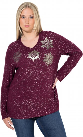 Ulla Popken Metallic Print Extra Soft Christmas Sweatshirt Dark Wine Red - Felpe & felpe con cappuccio - 