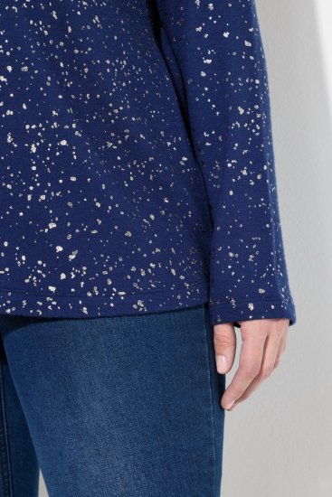 Ulla Popken Metallic Print Extra Soft Christmas Sweatshirt Ink Blue - Felpe & felpe con cappuccio - Felpe, Hoodie e Maglieria Calda