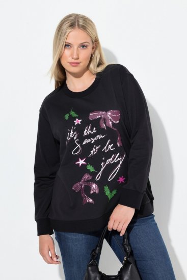 Ulla Popken Sparkling Sequin Bows Christmas Sweatshirt Black - Felpe & felpe con cappuccio - Felpe, Hoodie e Maglieria Calda