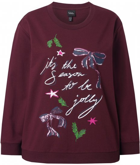 Ulla Popken Sparkling Sequin Bows Christmas Sweatshirt Plum - Felpe & felpe con cappuccio - 