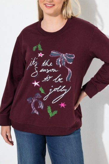 Ulla Popken Sparkling Sequin Bows Christmas Sweatshirt Plum - Felpe & felpe con cappuccio - Felpe, Hoodie e Maglieria Calda
