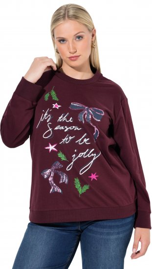 Ulla Popken Sparkling Sequin Bows Christmas Sweatshirt Plum - Felpe & felpe con cappuccio - 