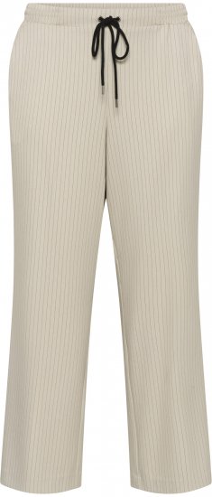 Kaffe Curve Sirana Pants Beige Melange/Black Stripe - Pantaloni in tessuto - 