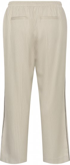 Kaffe Curve Sirana Pants Beige Melange/Black Stripe - Pantaloni in tessuto - 