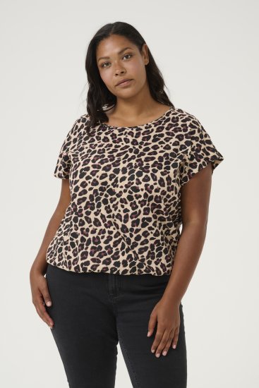Kaffe Curve Sonna Stanley Top Stampa leopardata - T-shirt - 