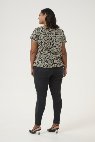 Kaffe Curve Sonna Stanley Top Nero profondo/Bianco antico stampa - T-shirt - 