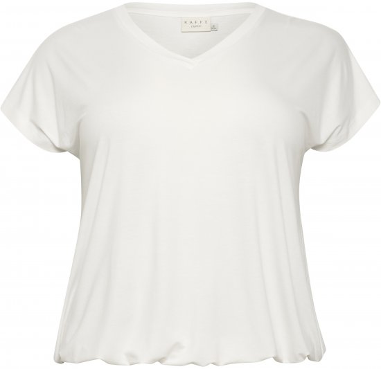 Kaffe Curve Jena V-Neck T-shirt Chalk - T-shirt - 