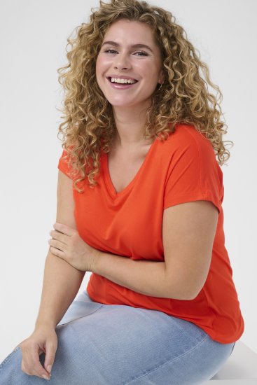 Kaffe Curve Jena V-Neck T-Shirt Grenadine Red - T-shirt - 