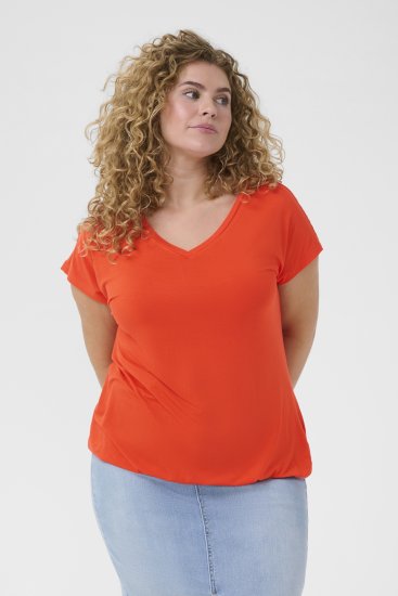 Kaffe Curve Jena V-Neck T-Shirt Grenadine Red - T-shirt - 