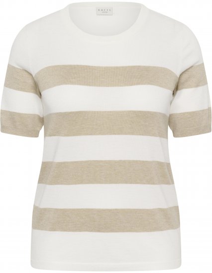 Kaffe Curve Lizzy Striped Pullover Chalk/Feather Grey Bold Stripe - T-shirt - 