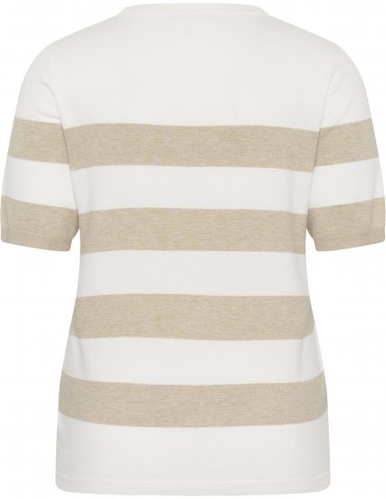 Kaffe Curve Lizzy Striped Pullover Chalk/Feather Grey Bold Stripe - T-shirt - 