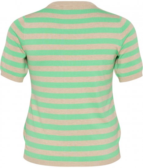 Kaffe Curve Lizzy Maglione a righe Grigio piuma mélange/Verde - T-shirt stampate da donna - 