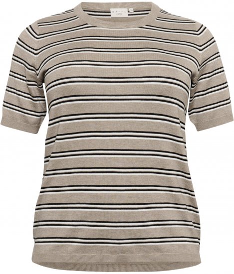 Kaffe Curve Lizzy Maglione a righe Beige/Nero - T-shirt stampate da donna - 