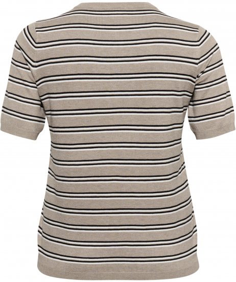 Kaffe Curve Lizzy Maglione a righe Beige/Nero - T-shirt stampate da donna - 