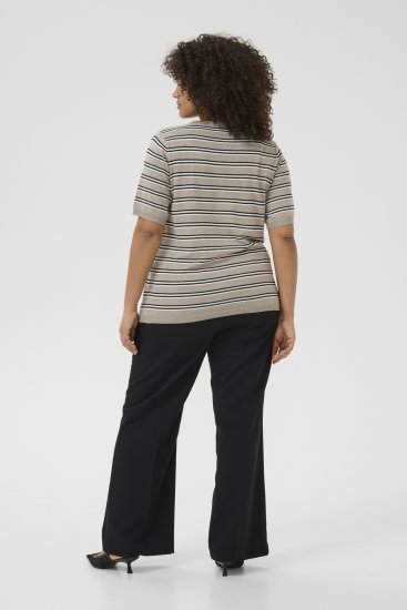 Kaffe Curve Lizzy Maglione a righe Beige/Nero - T-shirt stampate da donna - 