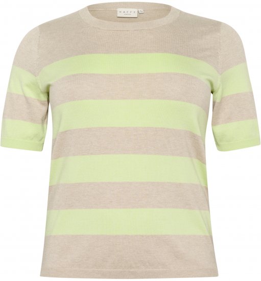 Kaffe Curve Lizzy Maglione a righe Beige/Verde - T-shirt stampate da donna - 