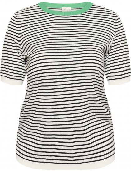 Kaffe Curve Lizzy Knit T-Shirt Chalk/Black Fine Stripe - T-shirt - 