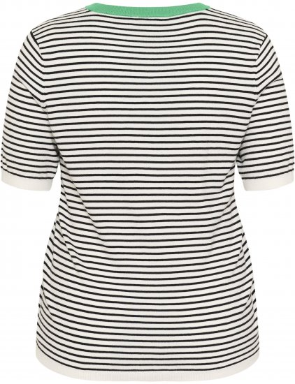 Kaffe Curve Lizzy Knit T-Shirt Chalk/Black Fine Stripe - T-shirt - 