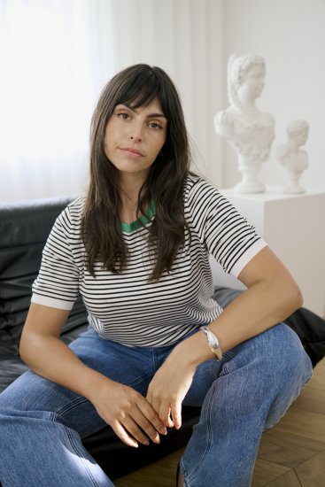 Kaffe Curve Lizzy Knit T-Shirt Chalk/Black Fine Stripe - T-shirt - 