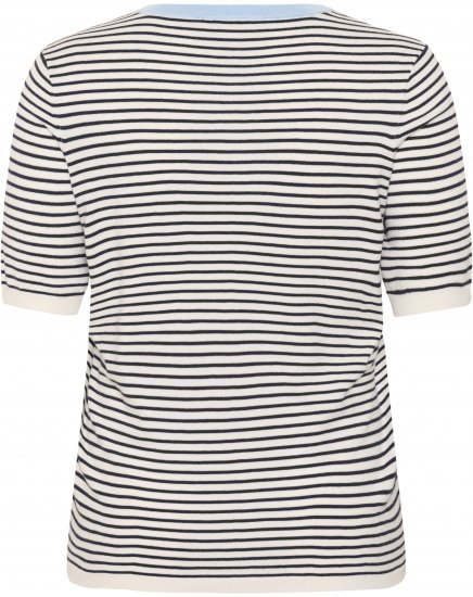 Kaffe Curve Lizzy Knit T-Shirt Chalk/Midnight Fine Stripe - T-shirt - 