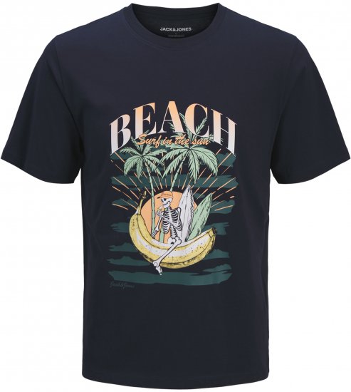 Jack & Jones King Crew Neck T-Shirt Navy - Magliette con stampa - Magliette con stampa taglie forti
