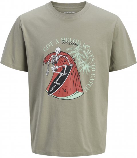 Jack & Jones King Crew Neck T-Shirt Grey - Magliette con stampa - Magliette con stampa taglie forti