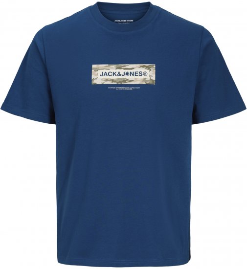 Jack & Jones Breeze Branded T-Shirt Blue - Magliette - Magliette Uomo Taglie Forti