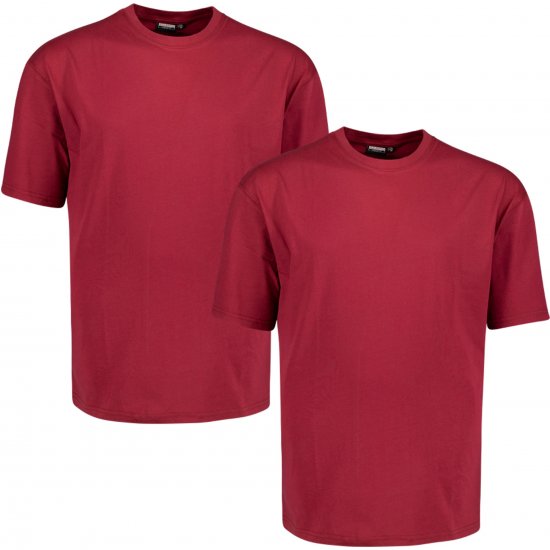 Adamo 129420 Comfort Fit Twin Pack T-Shirt Red - Magliette senza stampa - Magliette senza stampa taglie forti