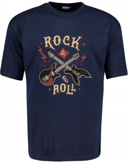 Adamo Rock and Roll Comfort Fit T-Shirt Navy - Magliette con stampa - Magliette con stampa taglie forti