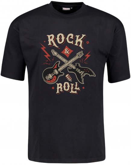 Adamo Rock and Roll Comfort Fit T-Shirt Black - Magliette con stampa - Magliette con stampa taglie forti