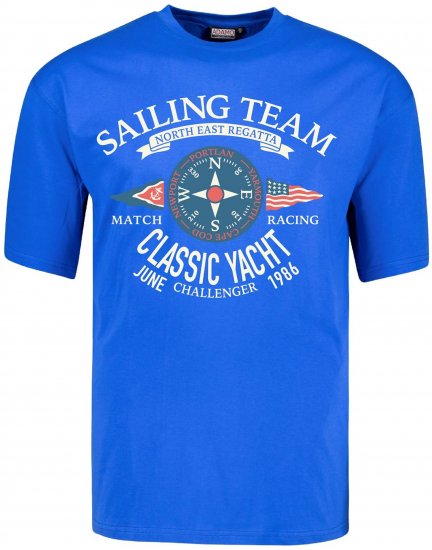 Adamo Motivshirt Sailing Comfort Fit Royal Blue - Magliette - Magliette Uomo Taglie Forti