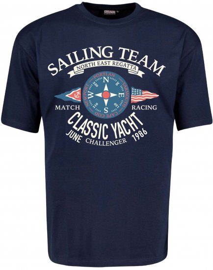 Adamo Sailing Comfort Fit T-Shirt Navy - Magliette con stampa - Magliette con stampa taglie forti