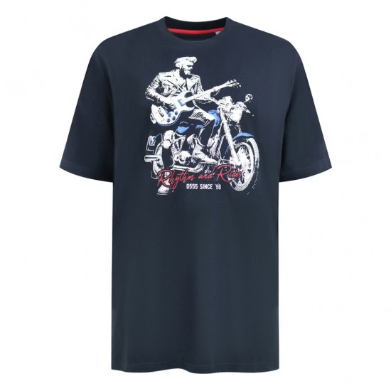 D555 Derby T-Shirt Rhythm and Rides Navy - Magliette - Magliette Uomo Taglie Forti