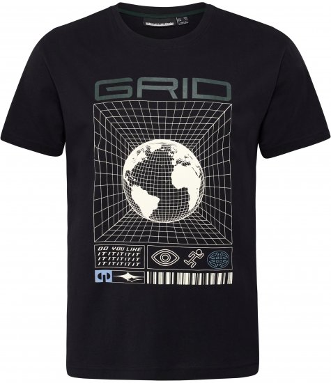 North Latitude 53333 Grid Printed T-Shirt Black - Magliette - Magliette Uomo Taglie Forti