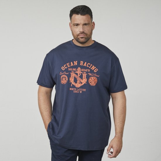 North Latitude 61121 T-Shirt Con Stampa Blu Navy - Magliette - Magliette Uomo Taglie Forti