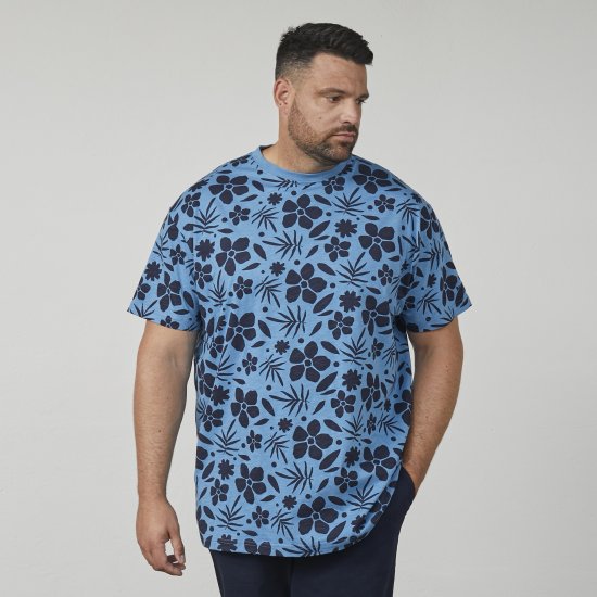 North Latitude 61123 T-Shirt Con Stampa All Over Blu Medio - Magliette - Magliette Uomo Taglie Forti