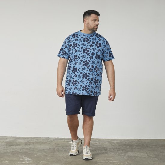North Latitude 61123 T-Shirt Con Stampa All Over Blu Medio - Magliette - Magliette Uomo Taglie Forti