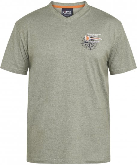 North Latitude 61124 T-Shirt A Righe Verde Oliva - Magliette - Magliette Uomo Taglie Forti