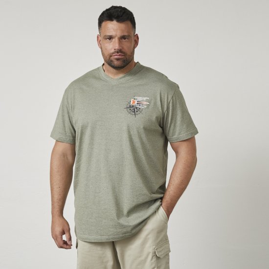 North Latitude 61124 T-Shirt A Righe Verde Oliva - Magliette - Magliette Uomo Taglie Forti
