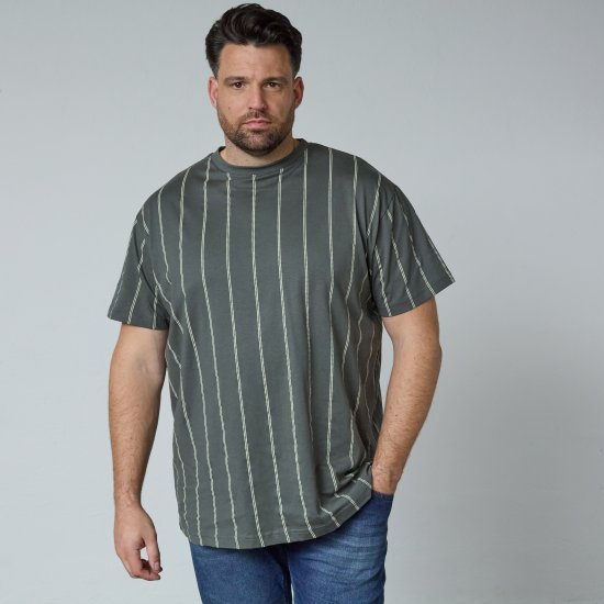 North Latitude 61319 T-Shirt A Righe Verde Polvere Scuro - Magliette - Magliette Uomo Taglie Forti