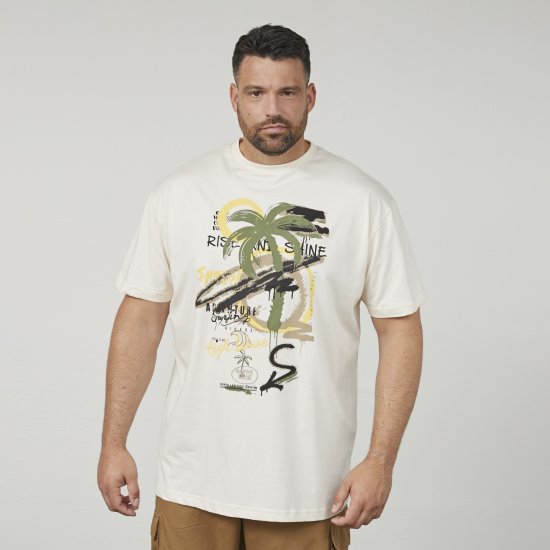 North Latitude 61360 Palm Printed T-Shirt Off White - Magliette con stampa - Magliette con stampa taglie forti