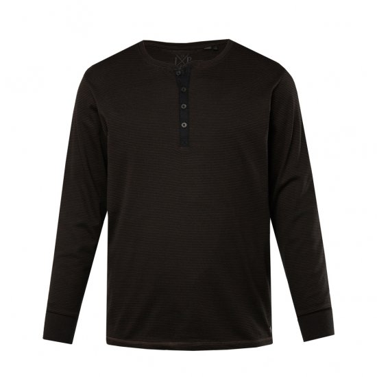 JP1880 T-Shirt Henley Long Sleeve Striped Brown TALL - ABBIGLIAMENTO UOMO MT-6XLT - Taglie Tall Uomo
