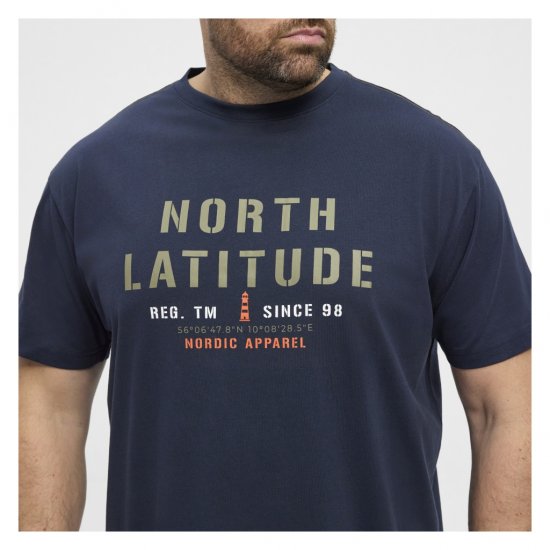 North Latitude Logo T-Shirt Navy - Magliette - Magliette Uomo Taglie Forti