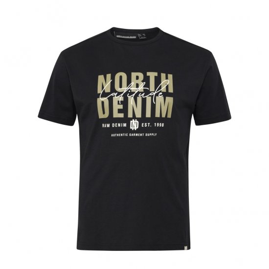 North Latitude Denim Printed Logo T-Shirt Black - Magliette - Magliette Uomo Taglie Forti