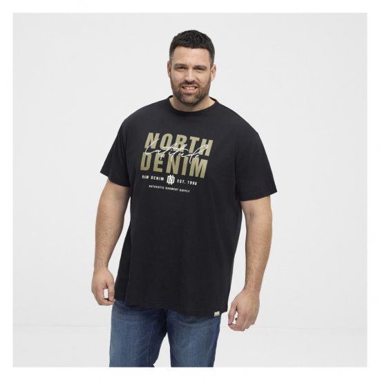 North Latitude Denim Printed Logo T-Shirt Black - Magliette - Magliette Uomo Taglie Forti